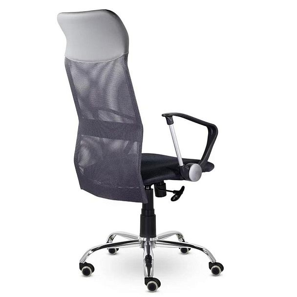 Кресло "Ультра", высокая спинка, с подлокотниками, хром, черное - Вид 5