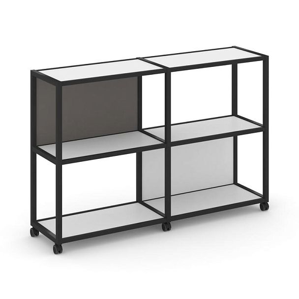 Shelf Mobile Стеллаж 3 уровня 2 секции VR.LT-STK-312.10 Белый Бриллиант/Металл Черный/W-26 1970*400*1046 - Вид 1