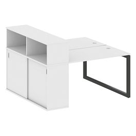 Metal System Quattro Р. ст. с шкафом-купе на О-образном м/к 50БО.РС-СШК-2.2 Т Белый/Антрацит металл 1610*1475*1098 - Фото предпросмотра