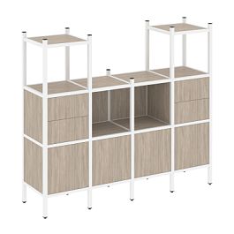 Loft Прямой стеллаж наборный VR.L-14 Дуб аттик/Белый металл 1694*446*1458 - Фото предпросмотра