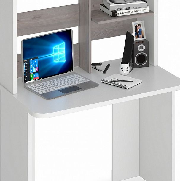 Стол компьютерный Домино Lite СКЛ-Прям100Р+НКЛ-100 Белый/Нельсон - Вид 2