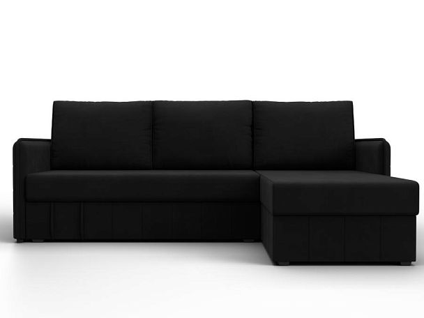 Диван угловой Слим угол универсальный Микровельвет черный - Вид 2