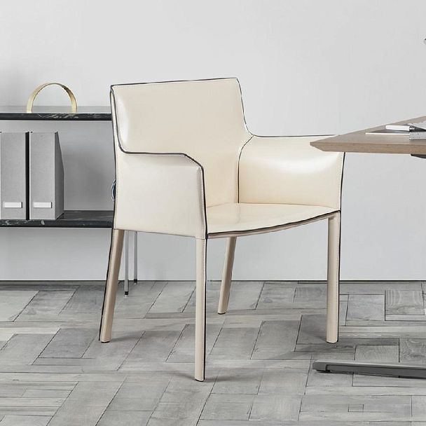 Стул с подлокотниками Barrie, кожа бежевый - Вид 8