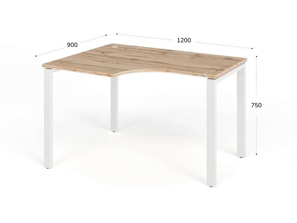 TANDEM RTD072-MK-120L-V Стол угловой на металлокаркасе левый 1200х900х750 Вотан/Белый - Вид 2