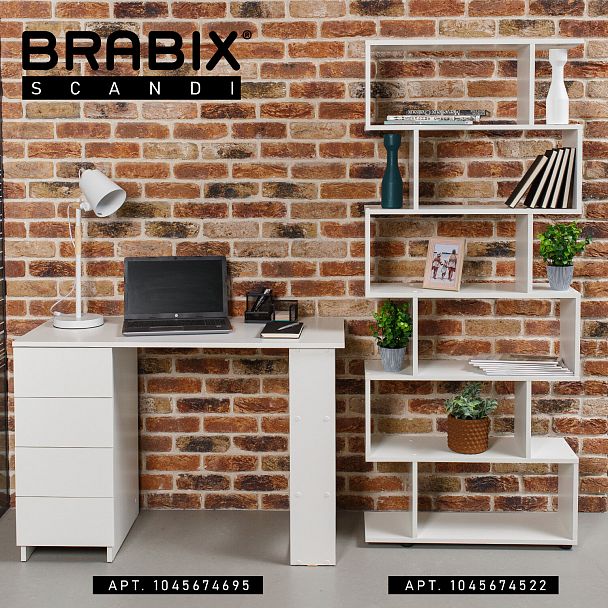 Стеллаж BRABIX "Scandi SH-008", 730х250х1760 мм, 6 секций, ЛДСП, белый, 641897, ЦБ013658-1 - Вид 15