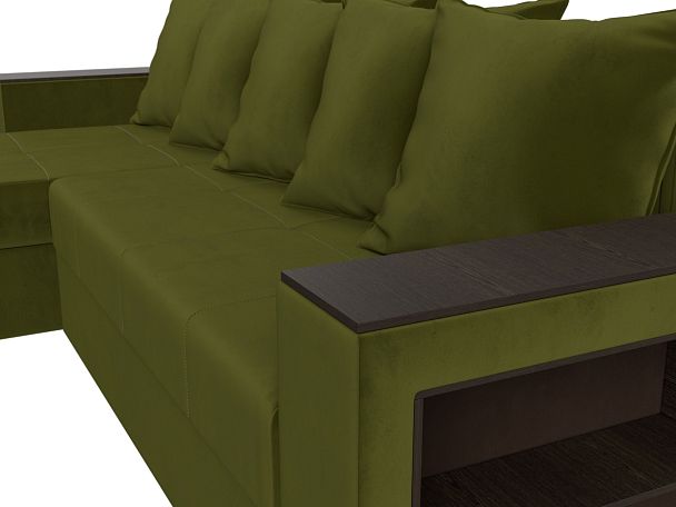 Диван угловой Дубай Лайт угол левый (полностью микровельвет зеленый) - Вид 4