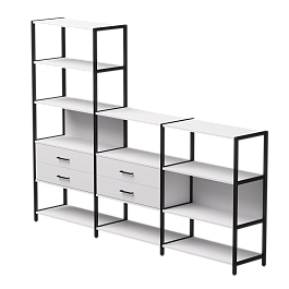 Набор стеллажных систем №11 Everprof EVO 2440x385x1840 Белый/Черный - Фото предпросмотра