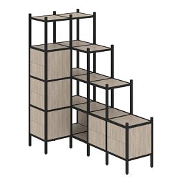 Loft Угловой внутренний стеллаж наборный VR.L-42 Дуб аттик/Чёрный металл 862*1694*1869 - Фото предпросмотра