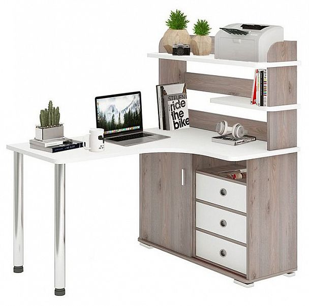 Стол компьютерный Домино СР-145М Белый/Нельсон правый - Вид 2