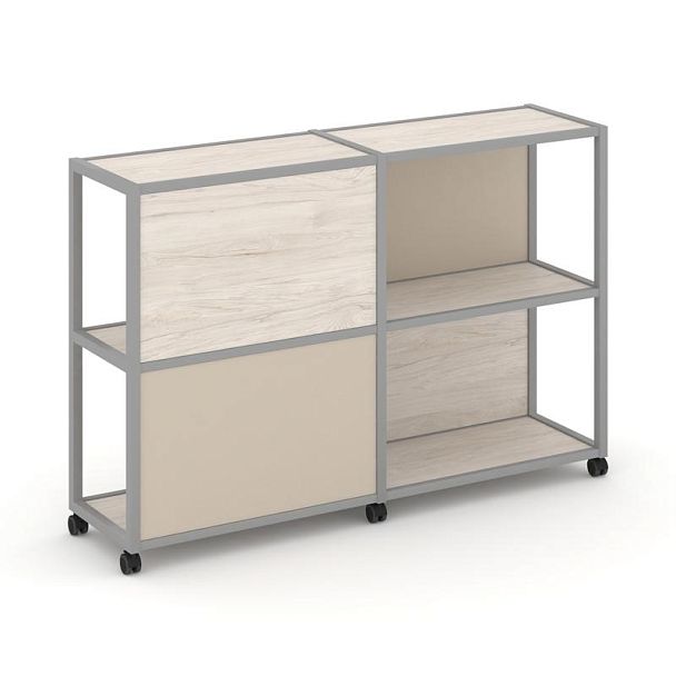 Shelf Mobile Стеллаж 3 уровня 2 секции VR.LT-STK-314.12 Денвер Светлый/Металл Серый/W-04 2370*400*1046 - Вид 1