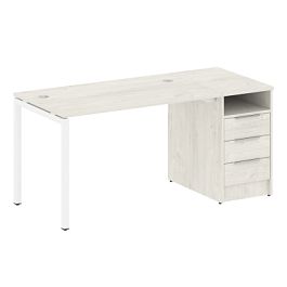 Metal System Quattro Р. ст. с тумбой на П-образном м/к 40БП.РС-СТП-1.2 Дуб наварра/Белый металл 1612*720*750 - Фото предпросмотра