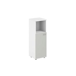 Шкаф средний с нишей 400х400х1200, 1 дв., з.ст HDF, левый / корпус: белый; фасады: серый бархат Сигма / Sigma - Фото предпросмотра