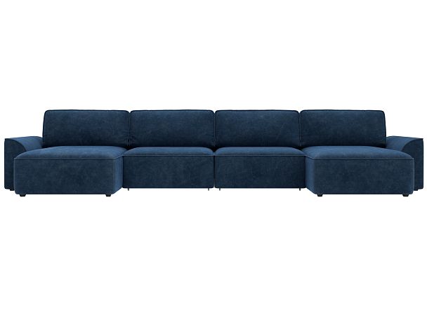 Диван п-образный Лига-048 НПБ лонг Велюр синий - Вид 2