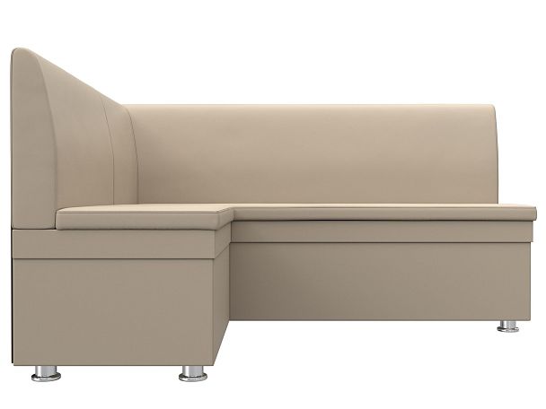 Кухонный угловой диван Уют левый (полностью экокожа бежевая) - Вид 2