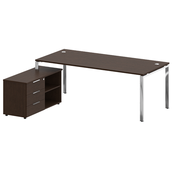 Metal System Direct Стол руковододителя с тумбой левый БГ.СРТ-6.9 (L) Венге/Нерж. сталь 2100*1720*750 - Вид 1