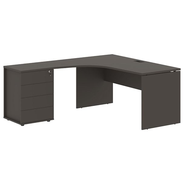 Стол эргономичный с тумбой EDCET 1518(L) Мокко/Черный 1560х1880х750 EDIS - Вид 1