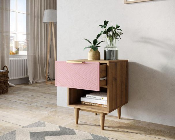 Тумбочка с верхним ящиком Line LN10/GR1/pink - Вид 2