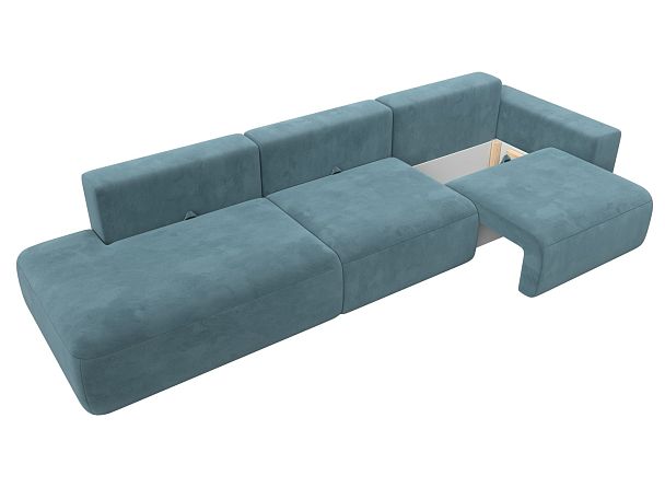Диван прямой Лига-036 Модерн Лонг подлокотник справа Велюр бирюзовый - Вид 7
