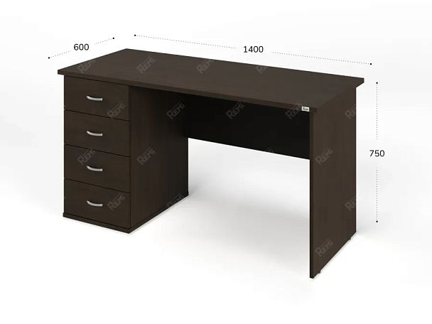 ЛАЙТ / LIGHT RLG007-14x6L Однотумбовый стол 140x60x75 Венге - Вид 3