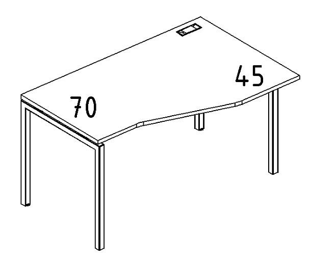 Стол эргономичный правый "Техно" на металлокаркасе DUE A4 А4 Б2 064 БП дуб / металлокаркас белый - Вид 3