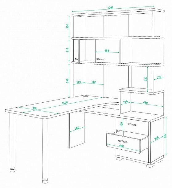 Стол компьютерный Домино СР-420/150 Карамель/Шамони левый - Вид 2