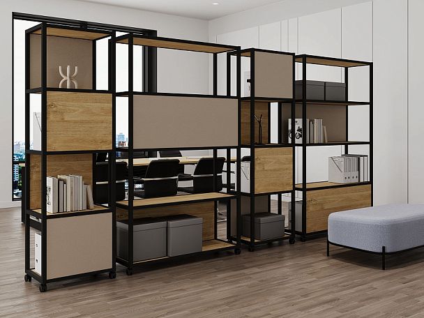 Shelf Mobile Стеллаж 5 уровней 1 секция VR.LT-STK-506.08 Тиквуд Светлый/Металл Серый/W-04 800*400*2000 - Вид 3