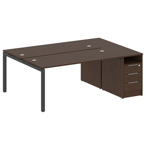 Metal System Quattro Р. ст. с тумбой на П-образном м/к 50БП.РС-СТП-2.4 Венге/Антрацит металл 2012*1475*750 - Вид 1