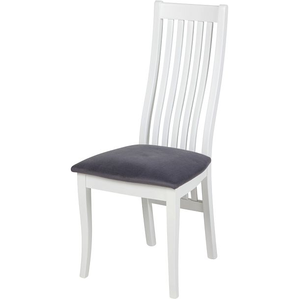 Стул деревянный с мягким сиденьем Альбен Белая эмаль/Серый велюр - Вид 1