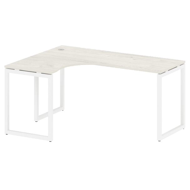 Metal System Quattro Стол криволинейный левый на О-образном м/к 40БО.СА-4 (L) Дуб наварра/Белый металл 1600*1200*750 - Вид 1