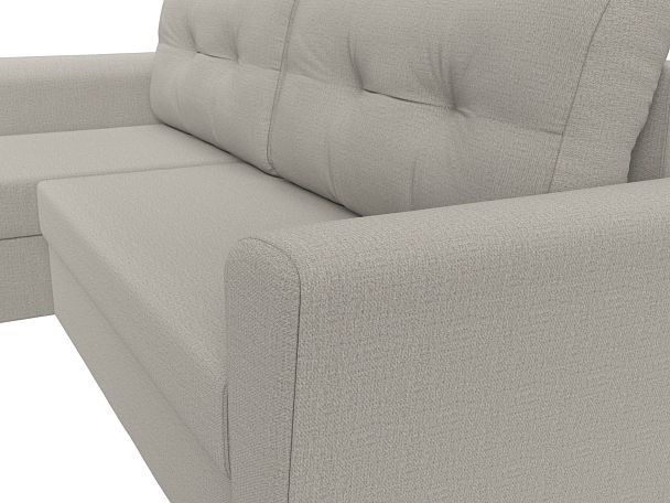 Диван угловой Амстердам Лайт левый угол Рогожка бежевый - Вид 4