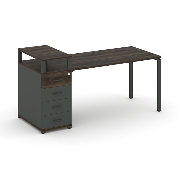Concept Стол рабочий с 1 опорной тумбой CN.SP-410 W Дуб Мали/Антрацит/Металл Антрацит 1600*720*917 - Вид 1