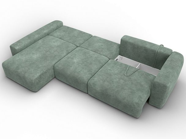 Диван угловой Лига-066 НПБ Лонг угол левый Велюр зеленый - Вид 10