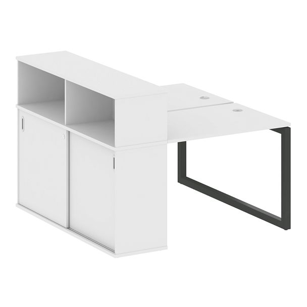 Metal System Quattro Р. ст. с шкафом-купе на О-образном м/к 50БО.РС-СШК-2.1 Т Белый/Антрацит металл 1410*1475*1098 - Вид 1