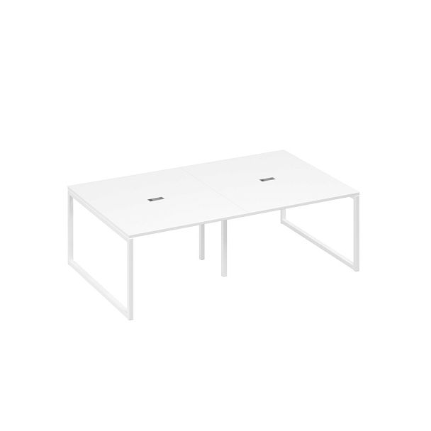 Стол 240 переговорный на опорах QUATTRO A4 А4 Б4 134-2 БП белый премиум / металлокаркас белый - Вид 1