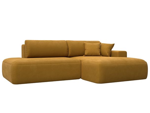 Диван угловой Лига-036 НПБ Модерн правый угол Велюр желтый - Вид 1