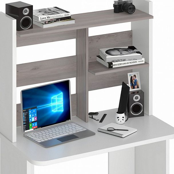 Стол компьютерный Домино Lite СКЛ-Прям100Р+НКЛ-100 Белый/Нельсон - Вид 3