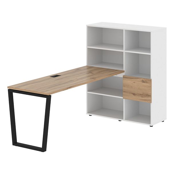 Стол-стеллаж EVRST 1117 Дуб Денвер светлый/Черный/Белый 2190х1120х1355 EDIS - Вид 1