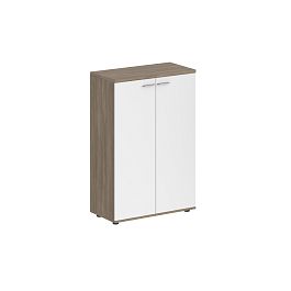 Шкаф средний 800х400х1200, 2-х дв., з.ст HDF / корпус: дуб темный; фасады: белый Сигма / Sigma - Фото предпросмотра