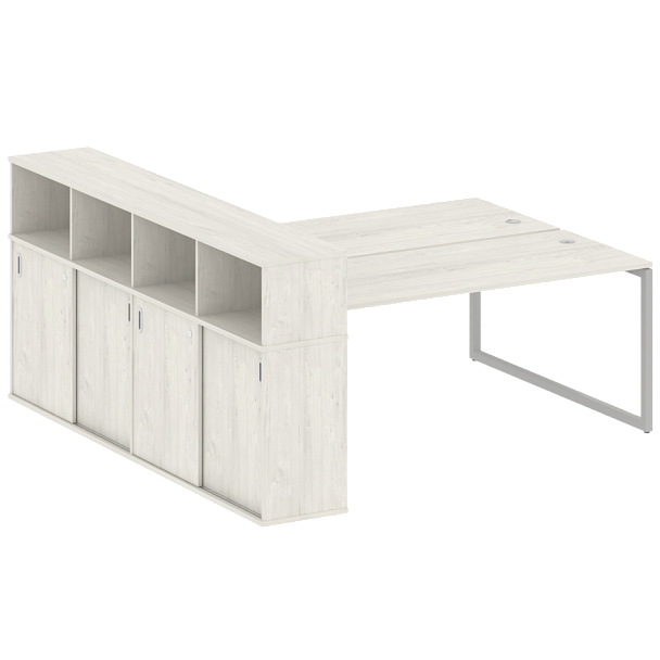 Metal System Quattro Р. ст. с шкафом-купе на О-образном м/к 40БО.РС-СШК-4.5 Т Дуб наварра/Серый металл 2210*2332*1098 - Вид 1