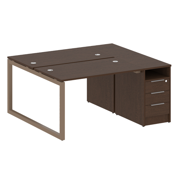 Metal System Quattro Р. ст. с тумбой на О-образном м/к 50БО.РС-СТП-2.2 Венге/Мокко металл 1612*1475*750 - Вид 1