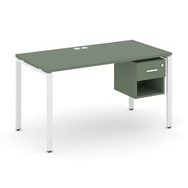 Концепт / Concept Стол рабочий с подвесной тумбой 1 открытой нишей и одним ящ. CN.SP-120 W Кобо/Металл Белый 1580*720*750 - Фото предпросмотра