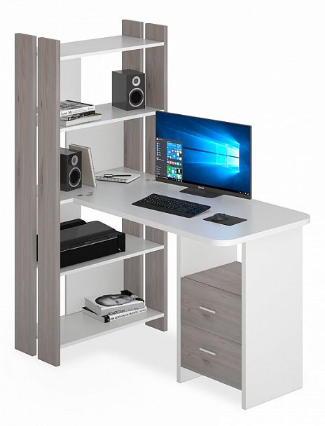 Стол компьютерный Домино Lite СТЛ-ОВ+С100Р Белый/Нельсон - Вид 1