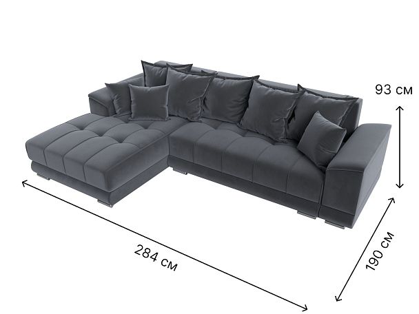 Угловой диван НордСтар левый угол Велюр серый - Вид 9