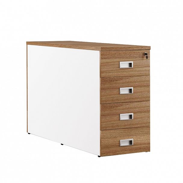 Тумба приставная для сдвоенной столешницы, 4 ящика Tess Wood 42x123x75 орех - Вид 1