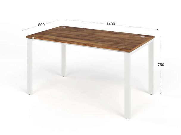 TANDEM RTD065-MK-140-SH Стол прямой на металлокаркасе ун-й 1400х800х750 Таксония шоколадная/Белый - Вид 2