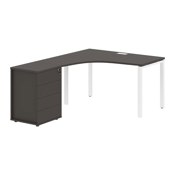 Стол эргономичный с тумбой EUCET 1318(L) Мокко/Белый 1360х1880х750 EDIS - Вид 1