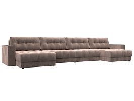 Диван П-образный с декором Лига-049 НПБ Лонг Велюр бежевый - Фото предпросмотра