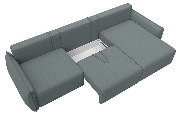 Диван угловой Лига-051 НПБ Лонг угол универсальный Рогожка серый - Вид 7