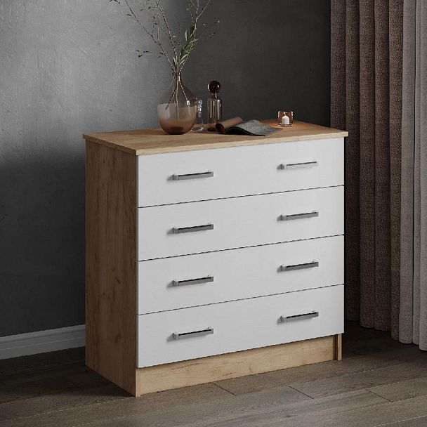 Комод Катрин 3 (820*810*425) дуб крафт золотой/белый - Вид 1