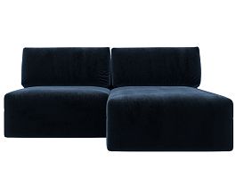 Диван угловой модульный Лига-060 НПБ угол универсальный Велюр синий - Фото предпросмотра